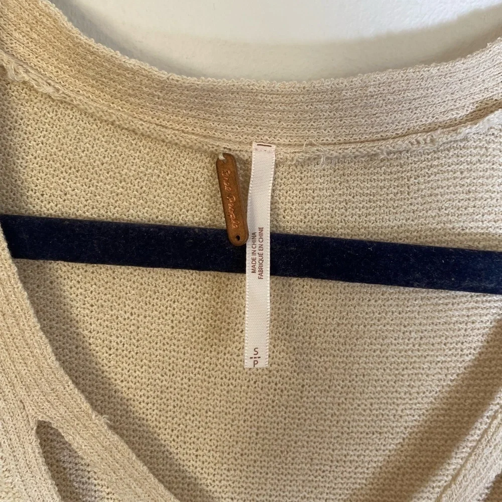 NWT Free People Criss Cross Side Slit Sweater in Cream
